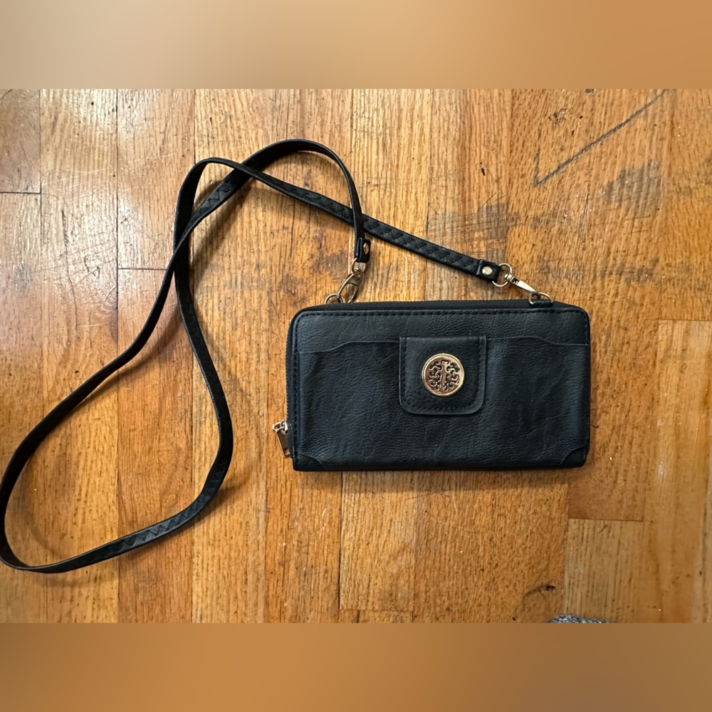 Small black crossbody purse - going out clutch - snap closure - lots of pockets